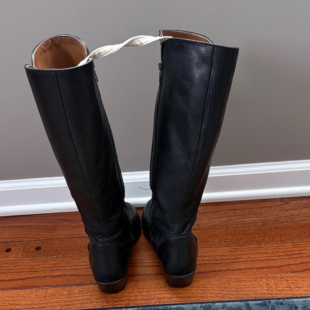 Frye Carson Piping Black Leather Knee-High Women's Boots - Picture 6 of 10
